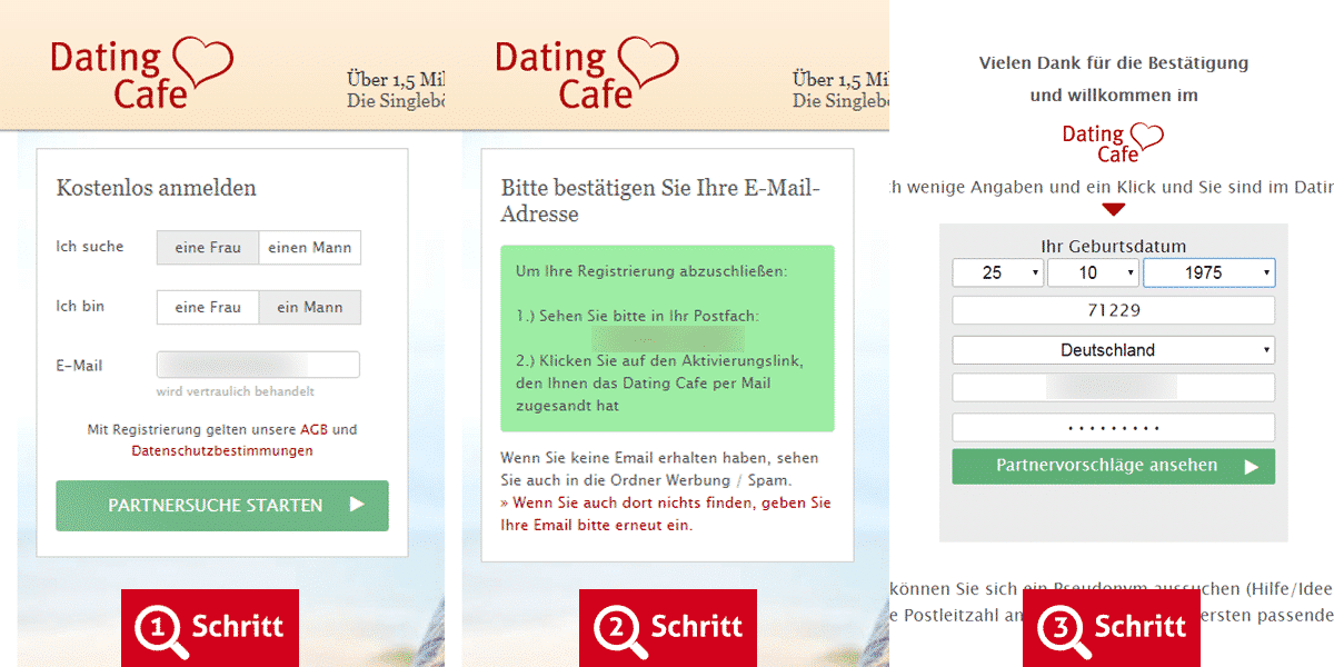Dating Cafe - Anmeldung